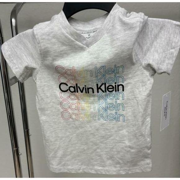 Calvin Klein Toddler and Little Boys Repeat Logo V-neck T-shirt - Picture 1 of 1
